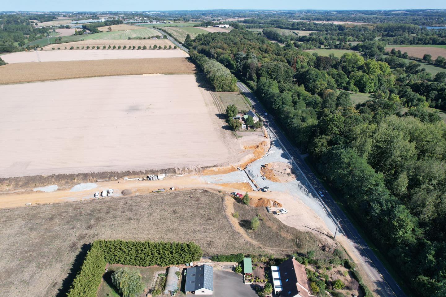 Les travaux de la déviation de Vaas ont débuté en septembre 2022. Crédits : Département de la Sarthe.